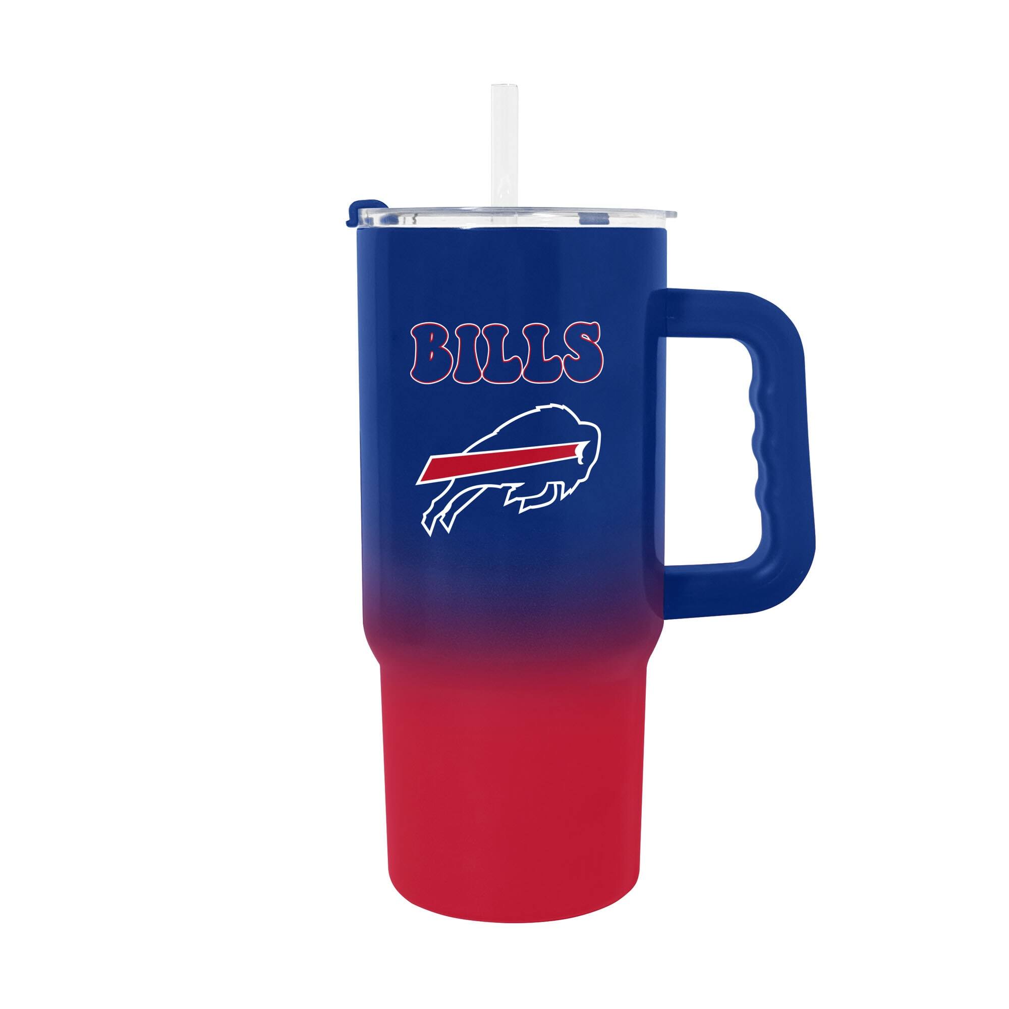 Front. Logo Brands - Buffalo Bills 24oz. Ombre Stainless Steel Tumbler - Multicolor.