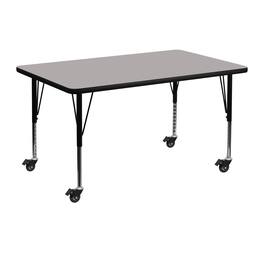 Emma + Oliver - Mobile 30x48 Rectangle HP Laminate Preschool Activity Table - Gray