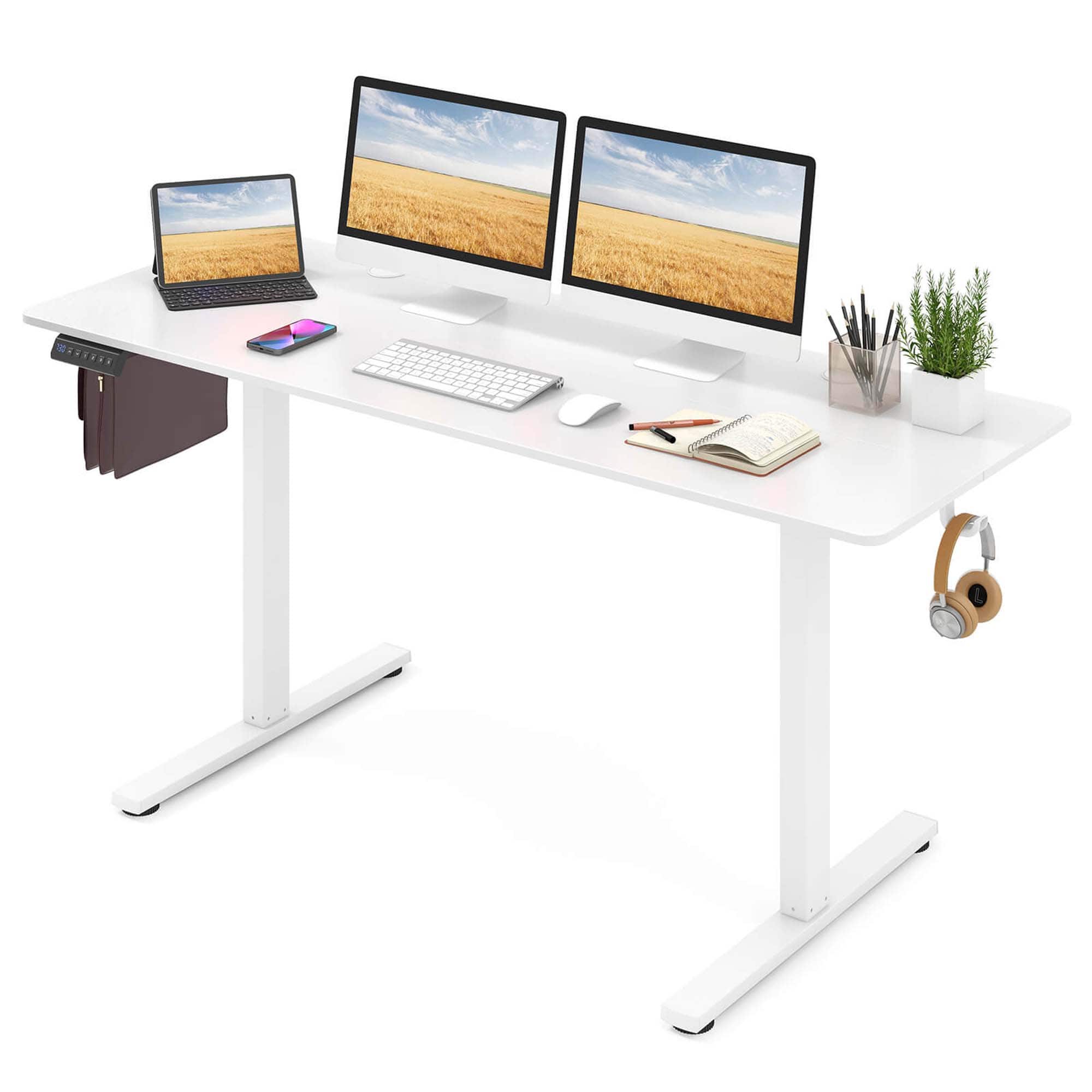 Costway - 63 x 24 Inch Sit Stand Desk Height Adjustable Electric Standing Desk - White price history on PriceWatchPro