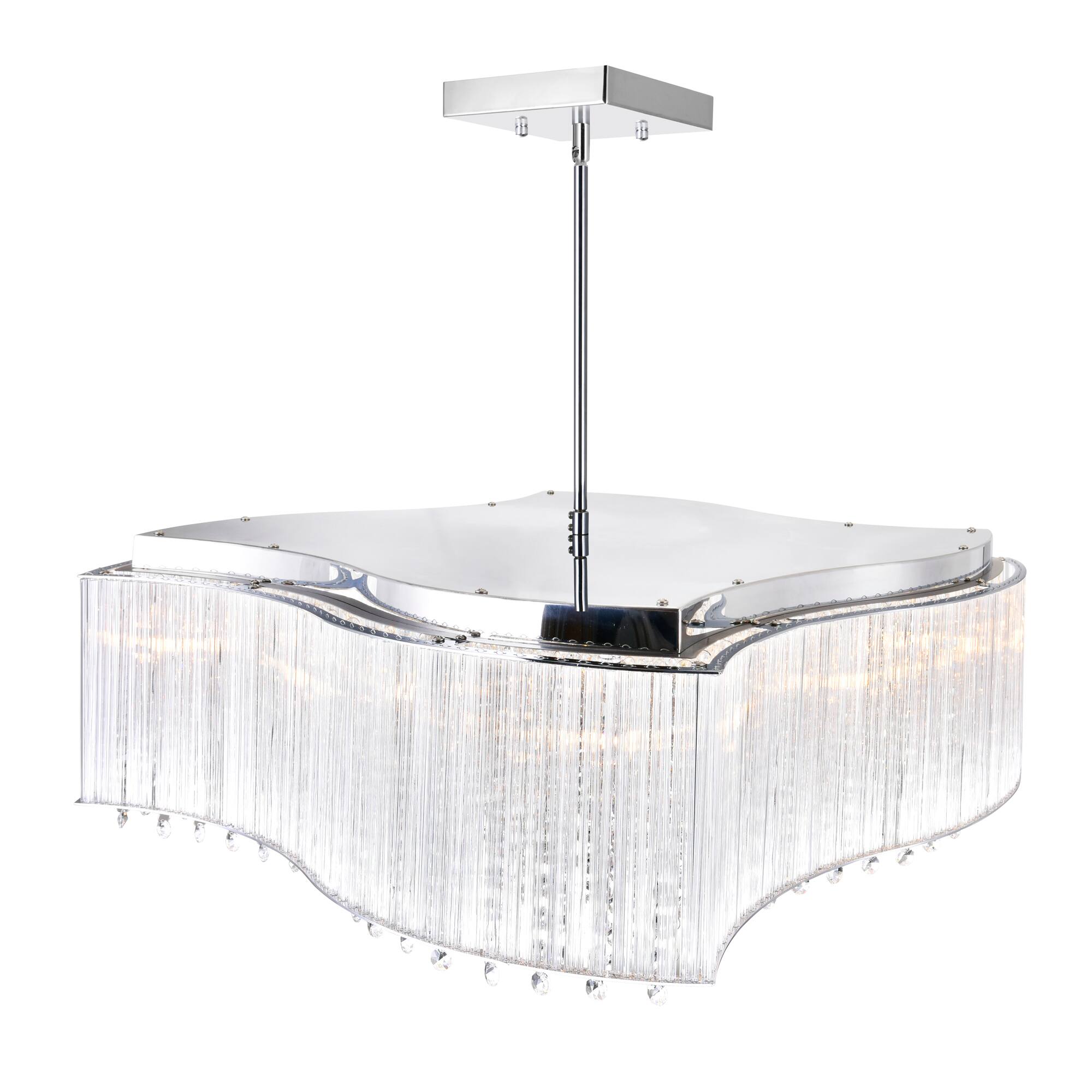 Angle. CWI Lighting - Elsa 10 Light Drum Shade Chandelier With Chrome Finish - Chrome.