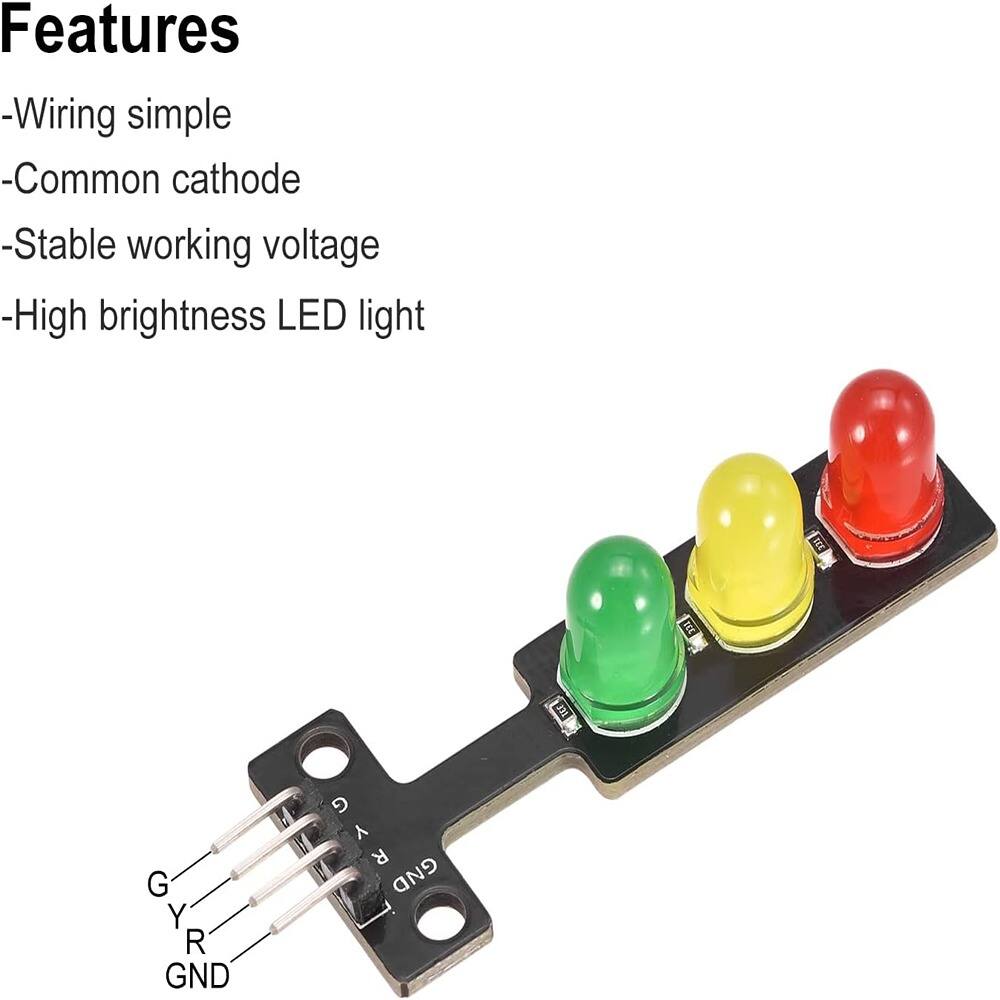 Features  
- Wiring simple  
- Common cathode  
- Stable working voltage  
- High brightness LED light  

G Y R GND