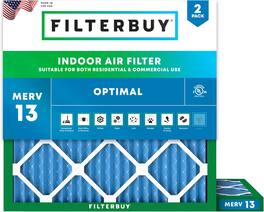 Filterbuy - 17x17x1 MERV 13 Smoke & Allergy Defense, Electrostatic Pleated HVAC AC Furnace Air Filters Replacement (2-Pack) - Blue