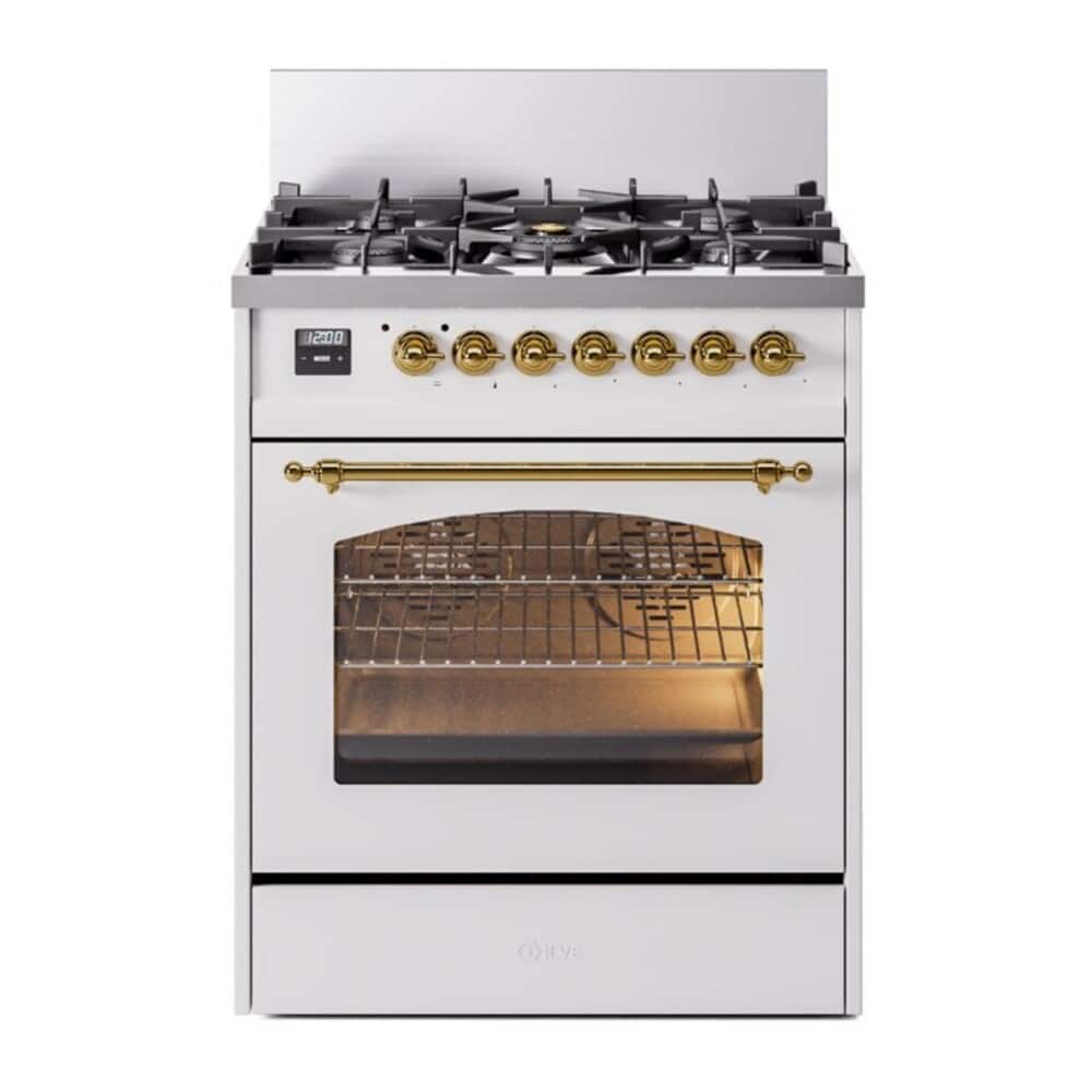ILVE - Nostalgie II 30 inch Dual Fuel Range with 5 Burners with 4 cu. ft. Oven Capacity (White, Brass) - White price history on PriceWatchPro