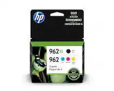 hp SAVE WITH XL BLACK BL
ÉCONOMISEZ AVEC LA CARTOUCHE NOIRE XL
Black 962XL Noir 962
Cyan Magenta Yellow Jaune
4-pack
Paquet de 4
SAVE WITH HIGH YIELD
ÉCONOMISEZ AVEC UN RENDEMENT ÉLEVÉ
CARTOUCHE NOIRE