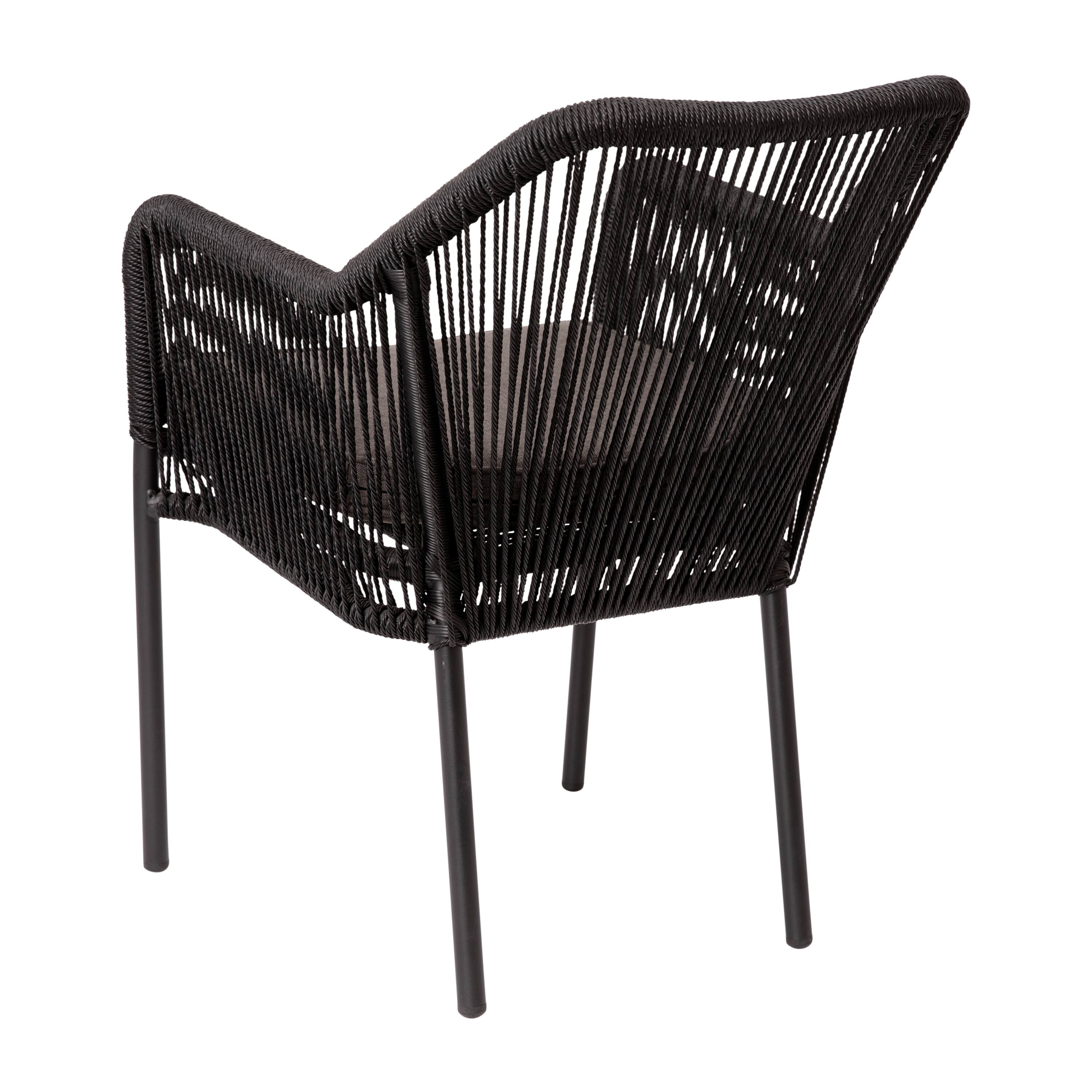 Alt View 6. Emma + Oliver - Talmadge Woven All-Weather Outdoor Two-Piece Club Chair Set with Coordinating Cushions for Porch, Backyard and Patio - Gray Cushion/Black Frame.