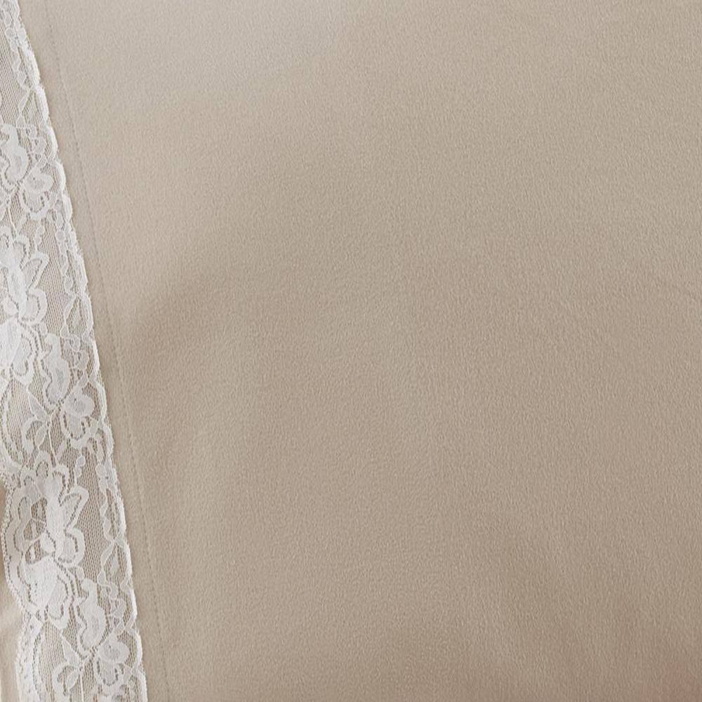 Alt View 2. Shavel Home Products - Shavel Micro Flannel Quality Lace-Edged Sheet Set - Full Flat/Fitted Sheet 86x100/75x54x16" 2-Pillowcase 21x32" - Taupe. - Taupe.