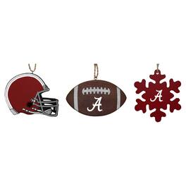 The Memory Company - Alabama Crimson Tide Three-Pack Helmet, Football & Snowflake Ornament Set - Multicolor