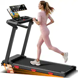 EviTrend - Q1 Treadmill, 16% Incline, 7.4 mph Electric Treadmil, Foldable for home, 3.0 HP Motor, LED Display, 300 lbs Capacity - Black