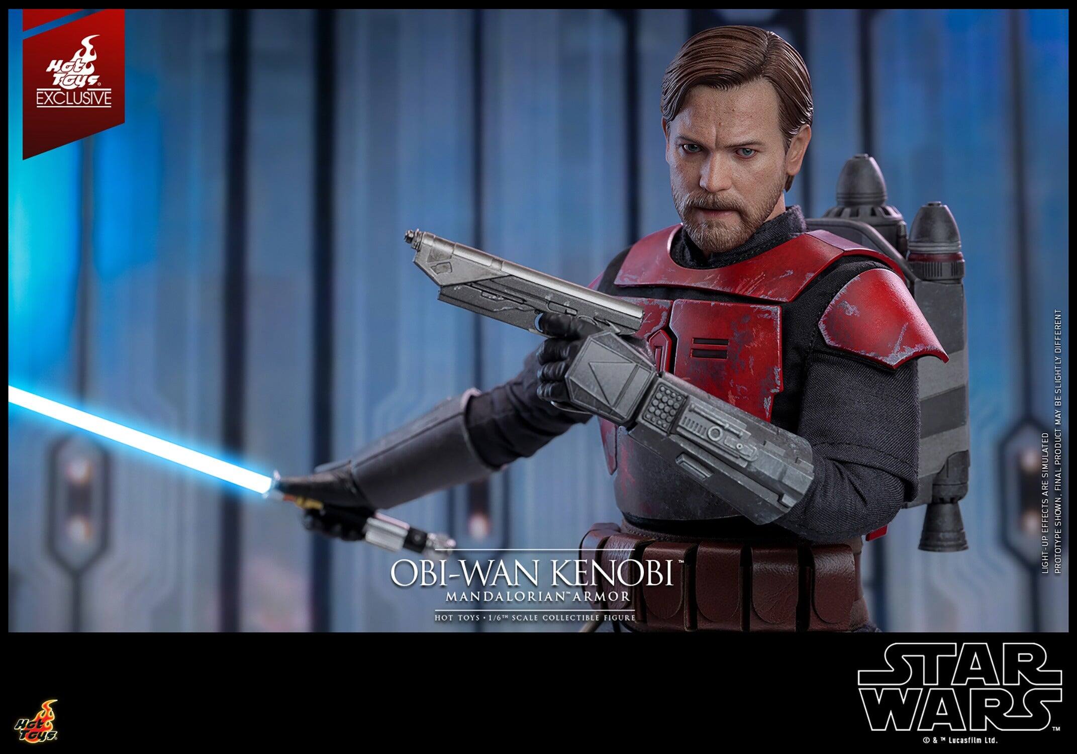Hot Toys. EXCLUSIVE OBI-WAN KENOBI MANDALORIAN ARMOR ARMOR SIMULATED LIGHT EFFECTS UP DIFFERENT SLIGHTLY BF MAY PRODUCT FINAL SHOWN PROTOTYPE. HOT TOYS 1/6-SCALE 1/6. SCALE COLLECTIBLE FIGURE STAR WARS IM & - Lucasfilm Ltd.