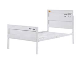 Manhattan Lane - Industrial Style Metal Twin Size Bed with Straight Leg Support, White - White