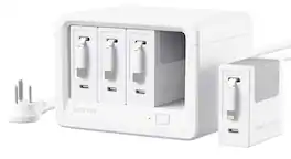 Gitryin - Desktop Charging Station+ 3 USB-C Retractable Charger +1 Lighting Retractable Charger, 40W, 31.5-In Cable White - White