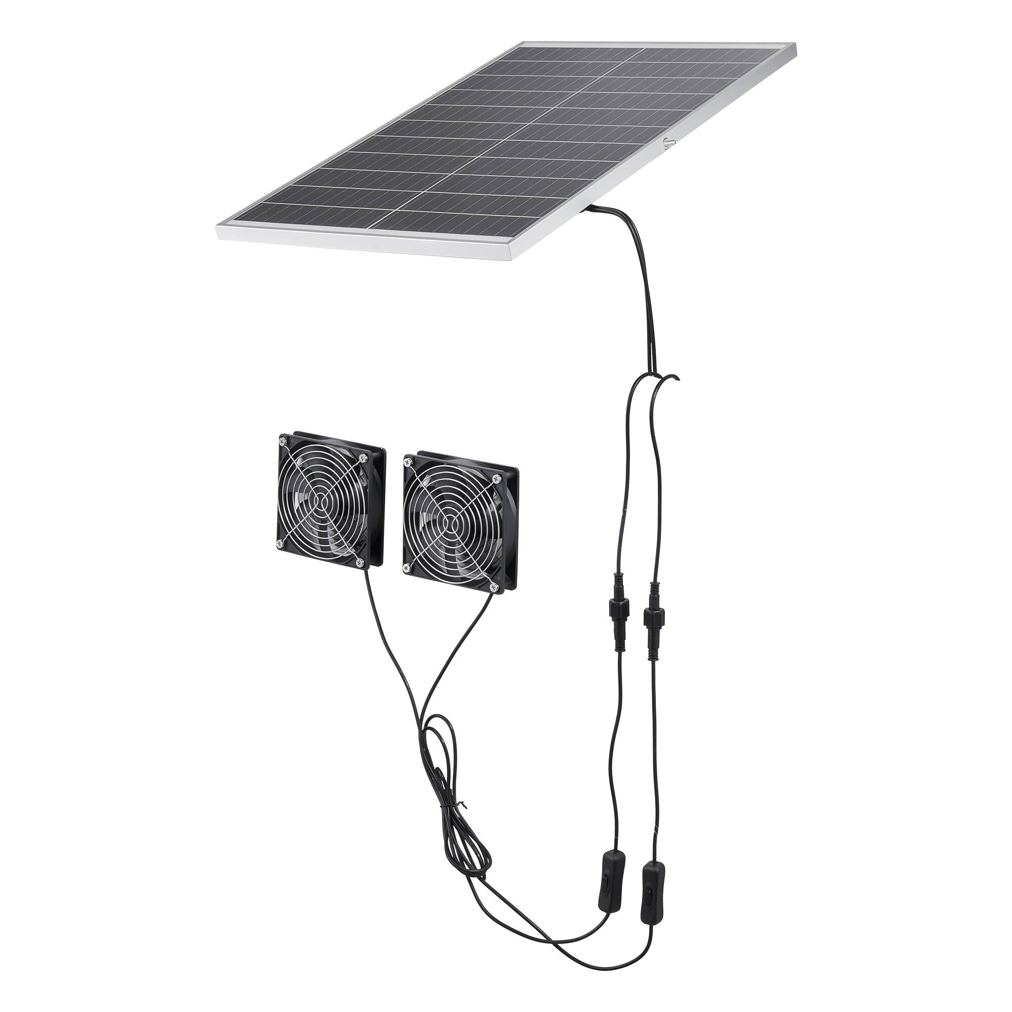 Alt View 5. VEVOR - Solar Powered Fan, 30W Solar Panel with 2 Fans, Adjustable Solar Panel Angle, 2668 RPM High-Speed, Flexible Installation - Black.