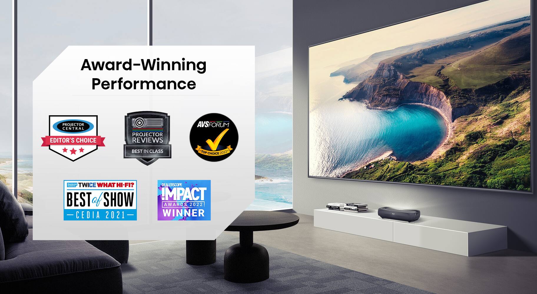 Alt View 12. Hisense - L9G Laser TV Triple-Laser Ultra Short Throw Projector with 100" ALR Screen, 4K UHD, 3000  Lumens, HDR, Android TV - Black.