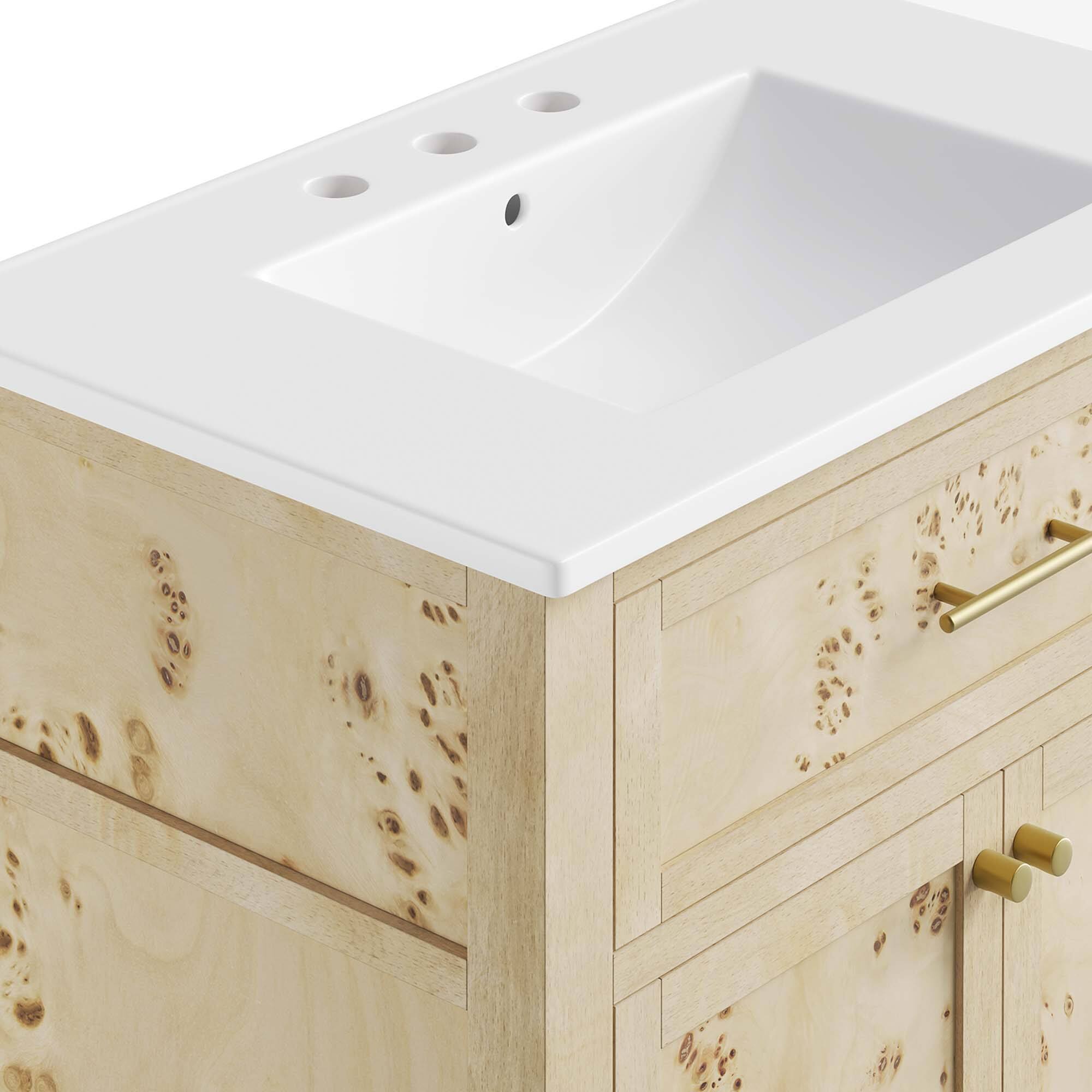 Alt View 7. Modway - Elysian Bathroom Vanity Basin Included by Modway - White Burl.