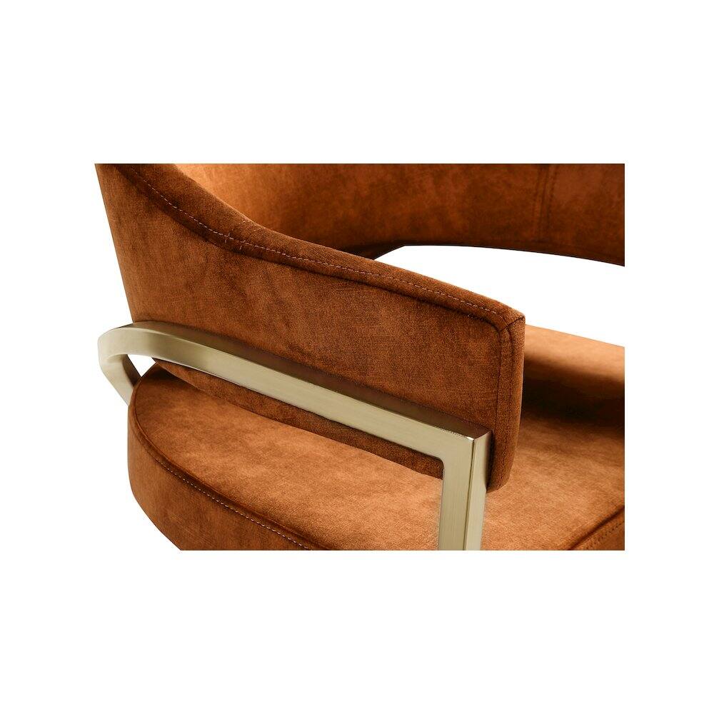 Alt View 3. Meridian Furniture - Madelyn Cognac Velvet Dining Chair, Set of 2 - Brown.