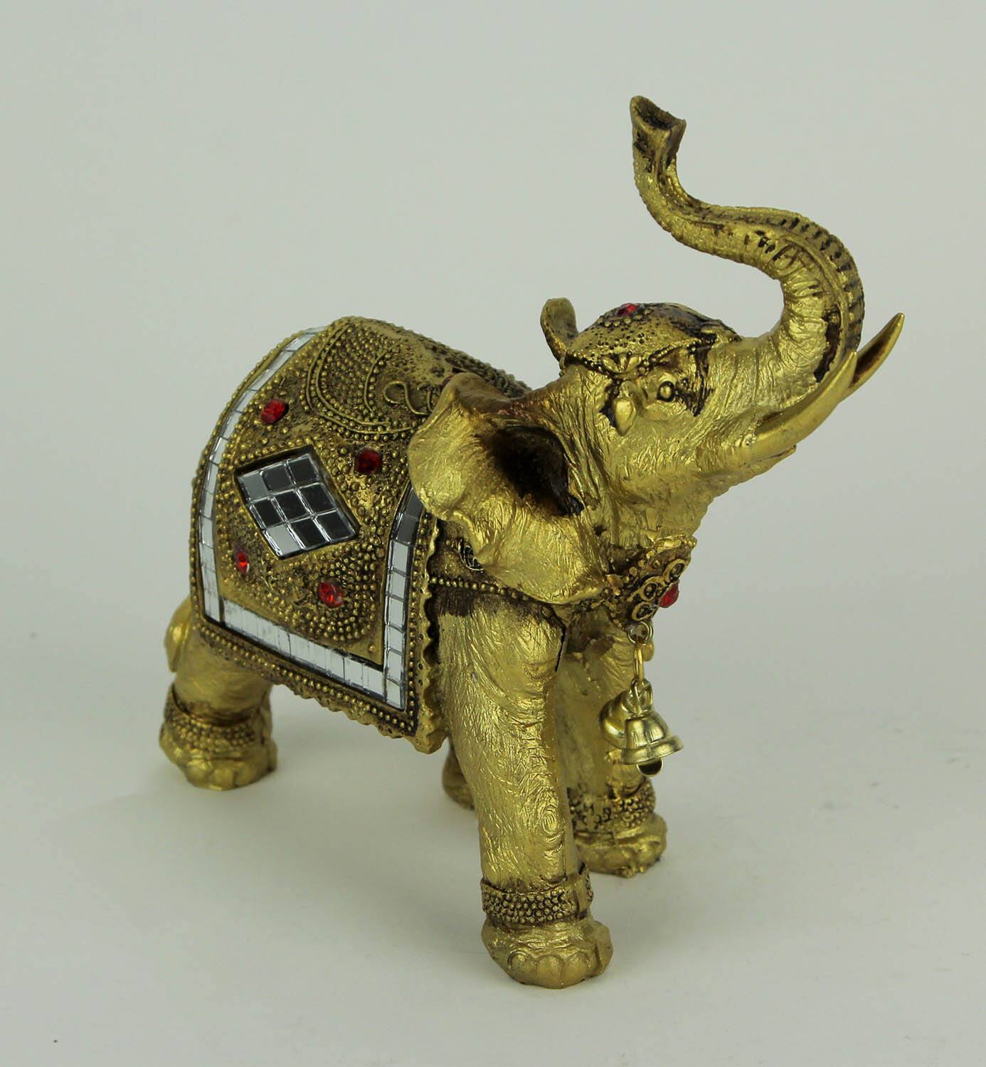 Alt View 1. Everspring Import Co. - Golden Decorated Eastern Elephant Statue - Gold.