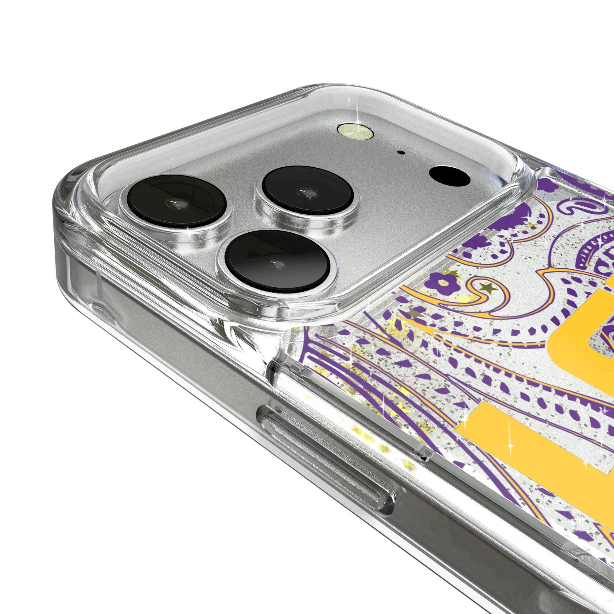 Alt View 2. Keyscaper - LSU Tigers iPhone Glitter Paisley Design Case - 14 - Multicolor.