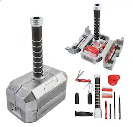 Ukonic - Marvel Avengers Thor's Hammer 30-Piece Tool Set | Mjolnir Toolbox All-In-One Kit - Gray