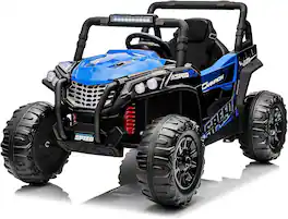 Jojoka - 12V Kids Electric UTV Ride-On Truck, Off-Road Car with Remote Control, LED Lights, Music & Dual Spring Suspension - Blue
