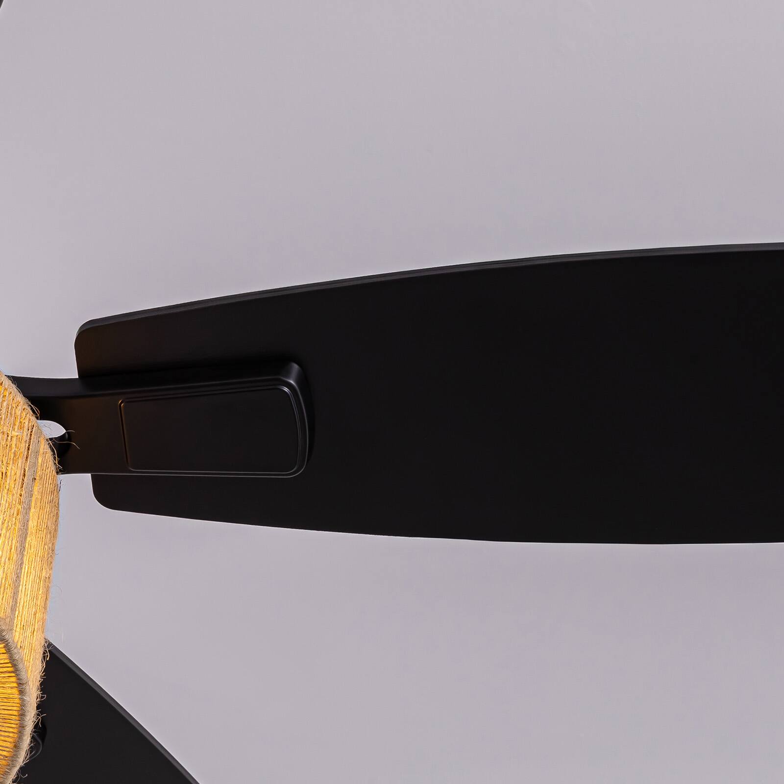 Alt View 4. Siljoy - 46-in Boho Black Hemp Ceiling Fan with Light and Remote Control Include(Bulb not include) - Black.