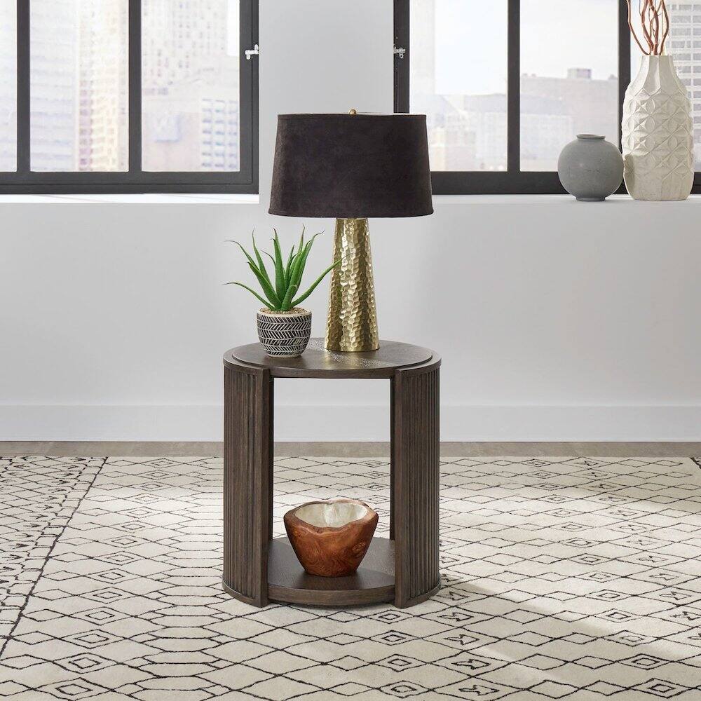 Alt View 1. Liberty Furniture Industries - City View Round End Table for Living Room- Coffee Bean Oak Wood - Coffee Bean.