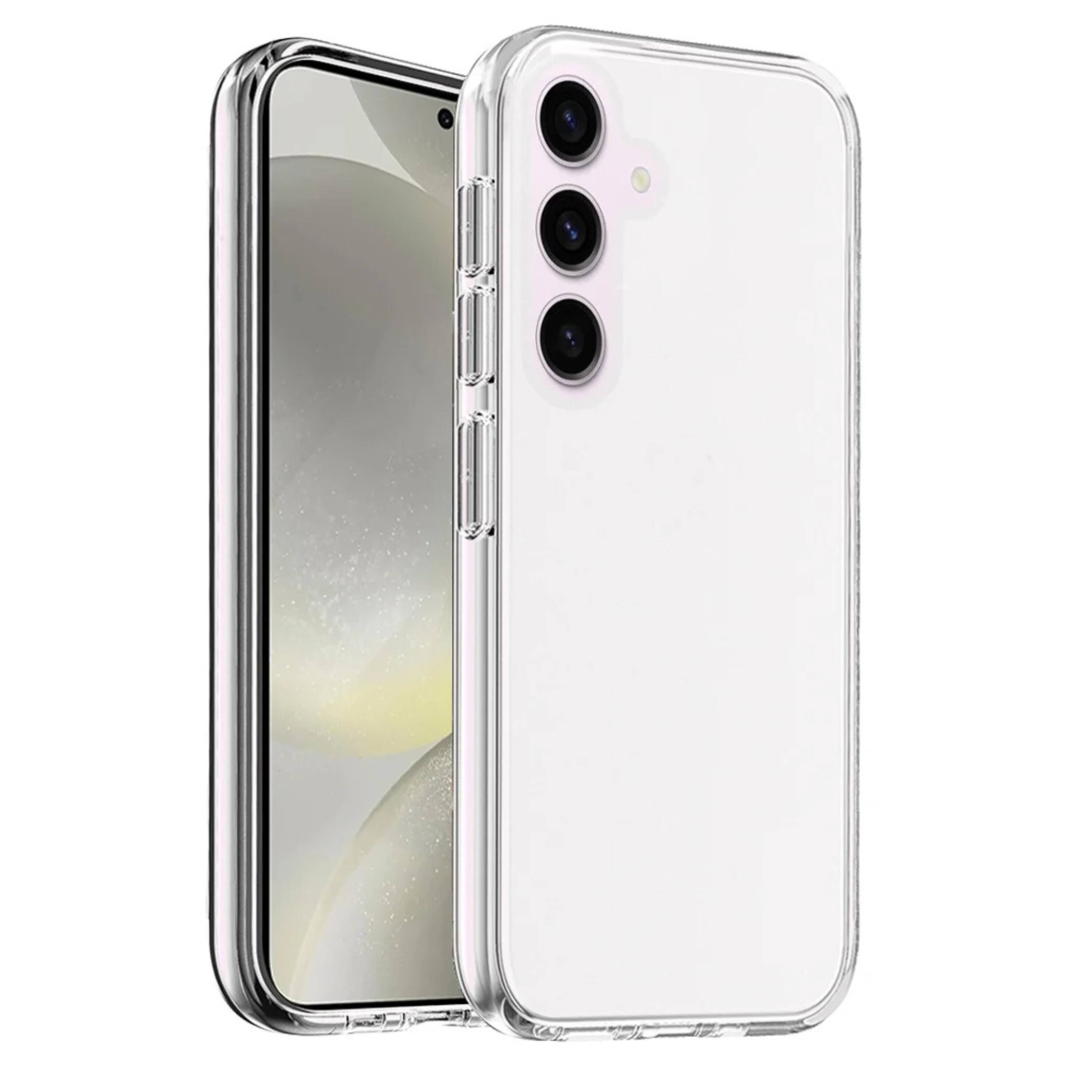 Angle. Kitcheniva - Ultra Thick 3mm Translucent Shockproof Phone Case With Tempered Glass For Samsung S25 Plus S24 Plus Clear - Clear.