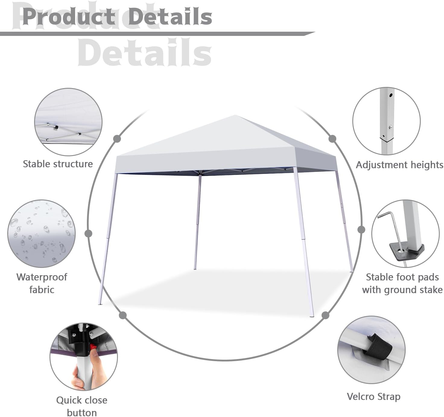 Product Details

Stable structure
Adjustment heights
Waterproof fabric
Stable foot pads with ground stake
Quick close button
Velcro Strap