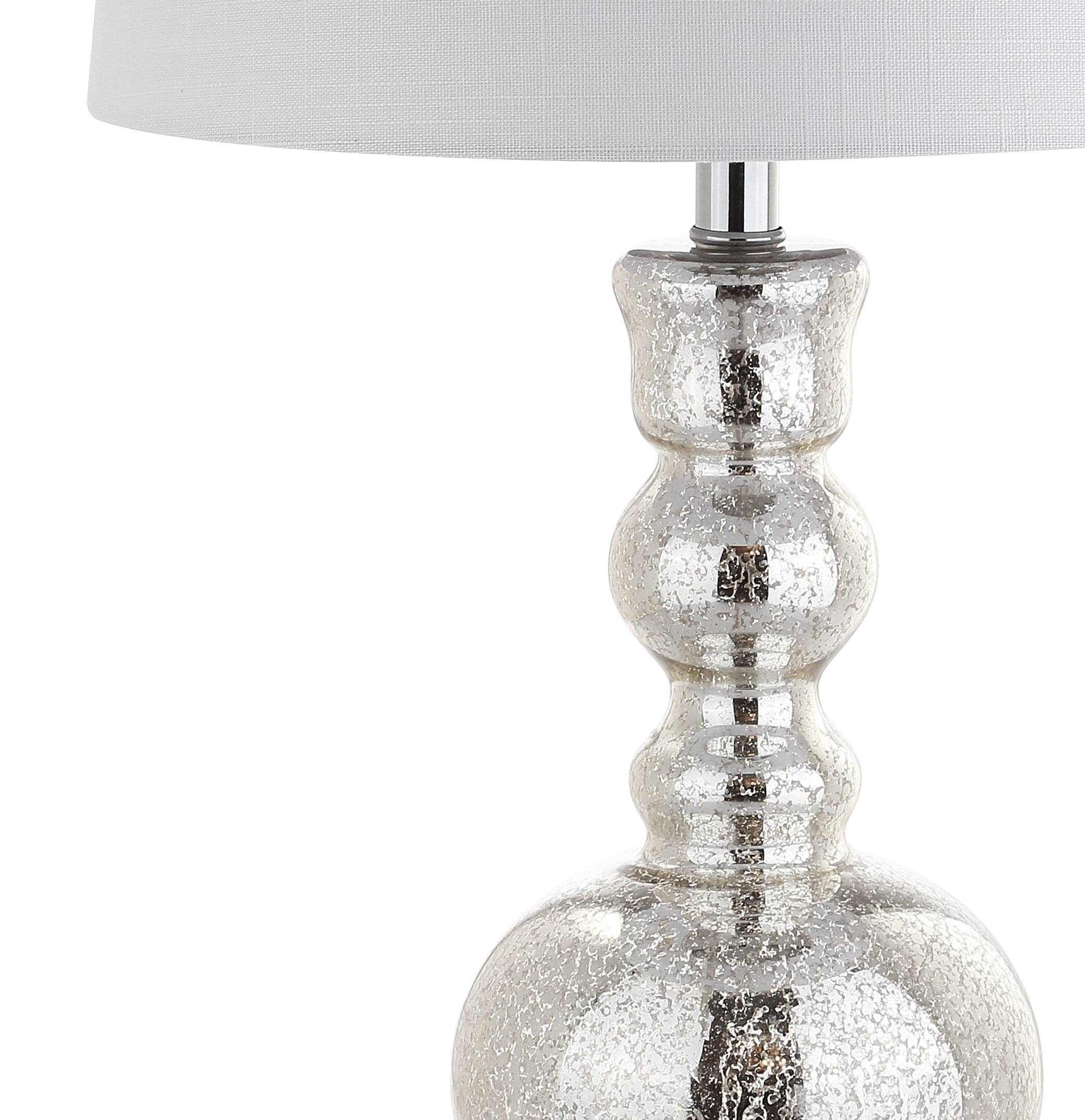 Alt View 6. Jonathan Y - Genie 28.5" Glass LED Table Lamp, Mercury Silver (Set of 2) - Mercury Silver.