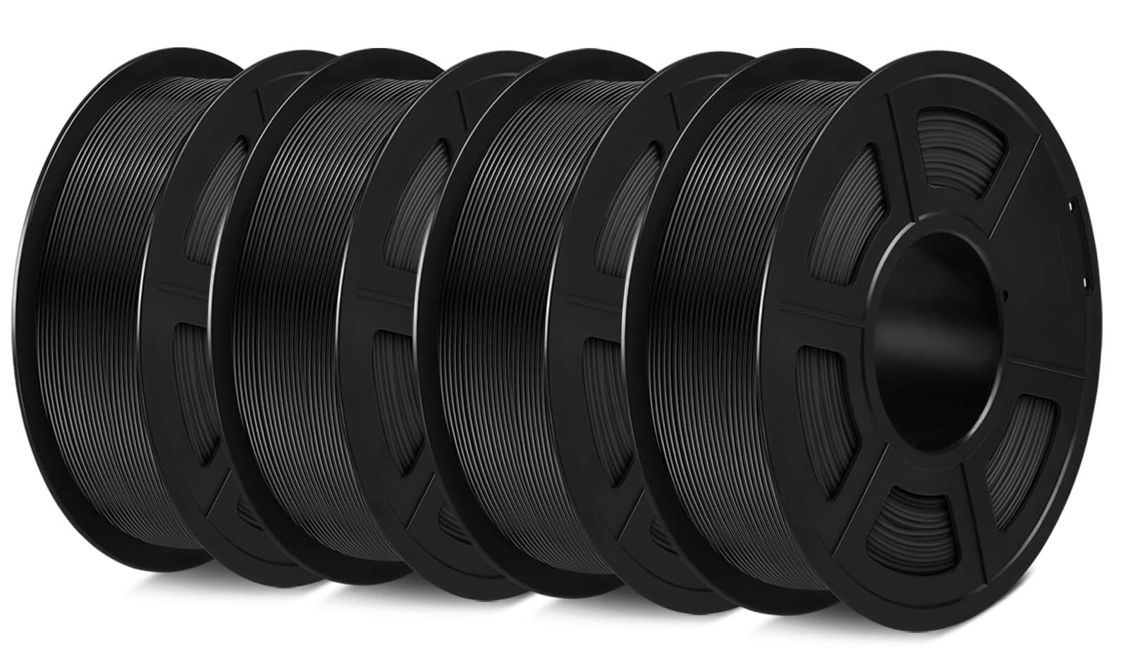 Front. GlowWise - 4KG PETG 3D Filament (4x1KG), low stringing & great layer adhesion. Individually vacuum packed. 4 colors inc. black. - Black.