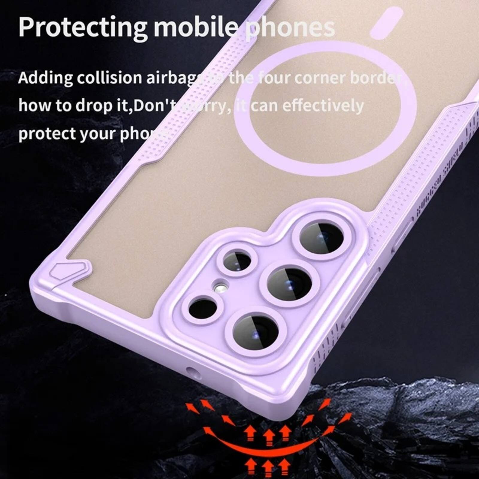 Protecting mobile phones

Adding collision airbags to the four corner borders, how to drop it, Don't worry, it can effectively protect your phone.