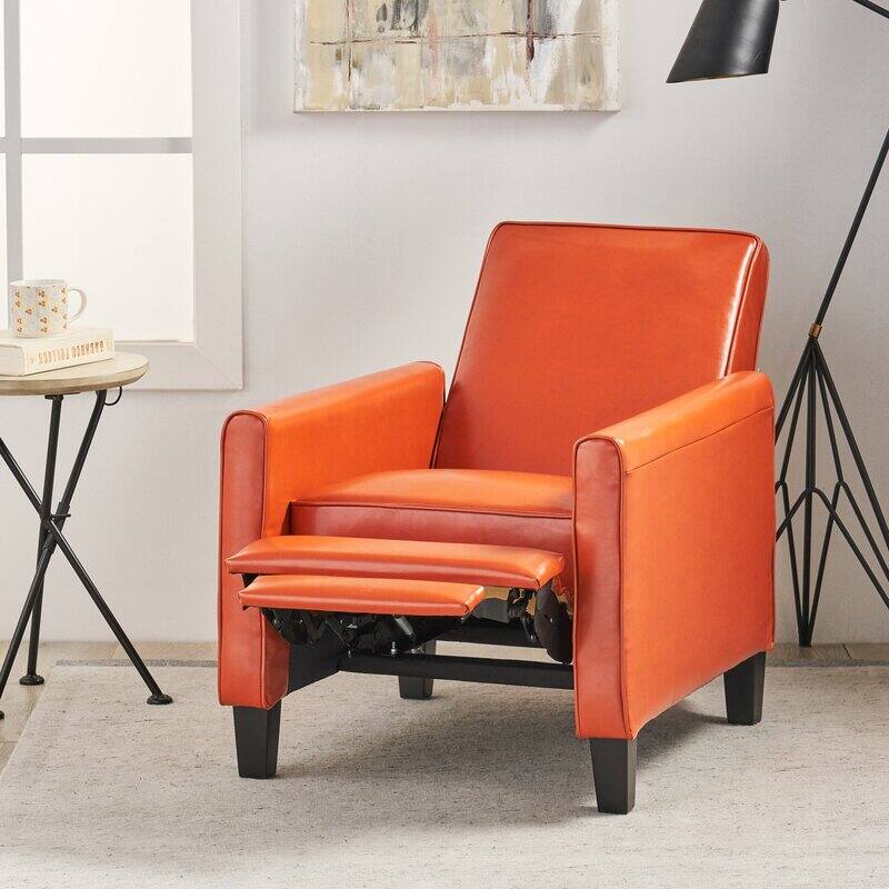 Back. TinyHomie - Recliner Push Back Chair for Elegant Home Décor Orange - Orange.