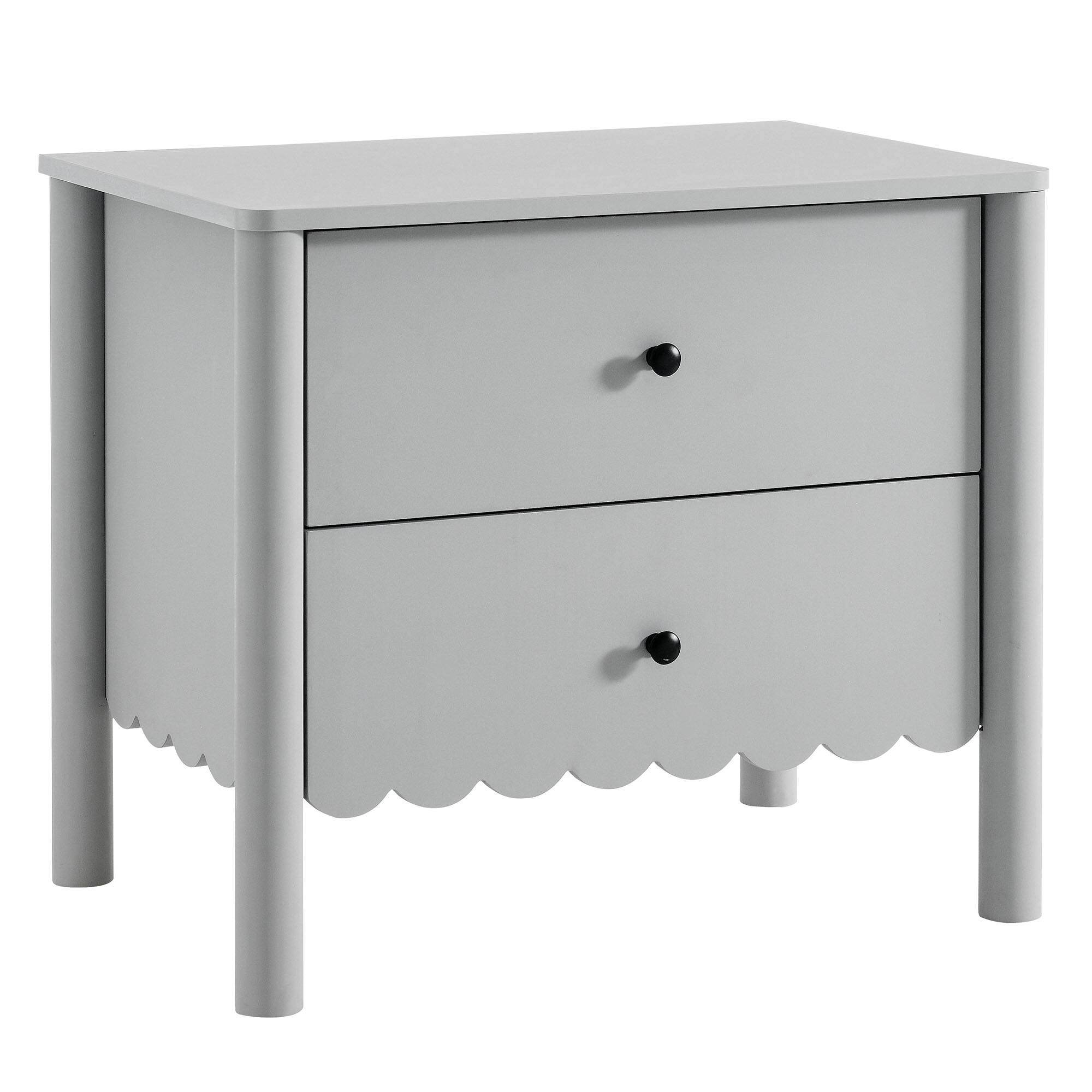 Angle. Modway - Emmeline Scalloped 2-Drawer Nightstand by Modway - Light Gray.