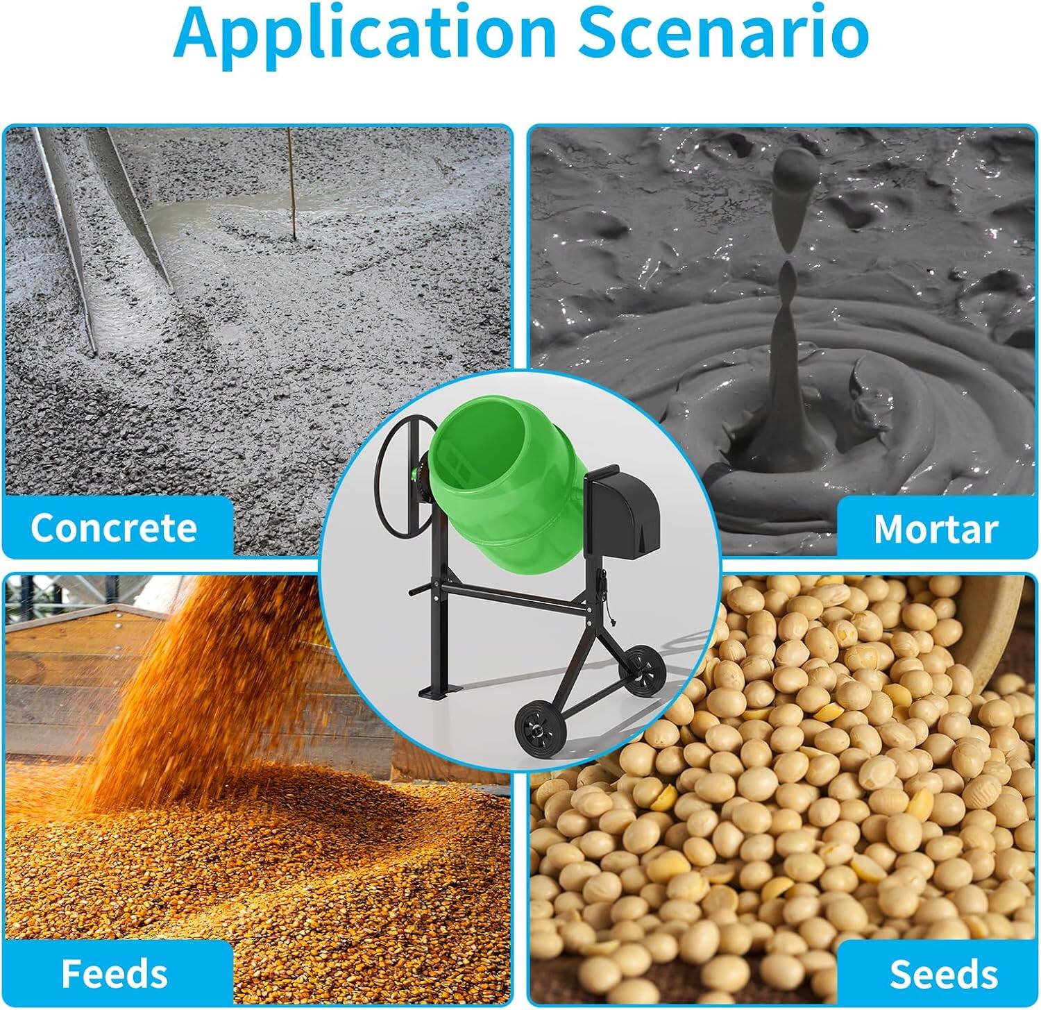 Application Scenario

- Concrete
- Mortar
- Feeds
- Seeds