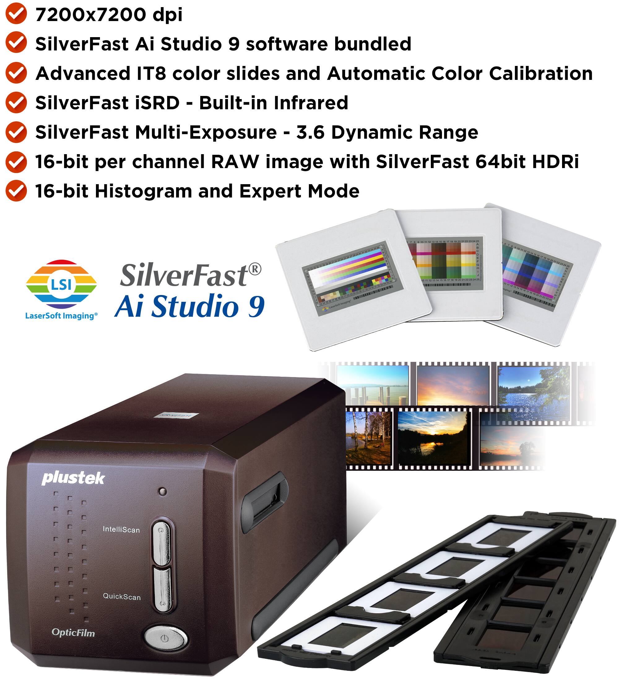 Plustek OpticFilm 8300i Ai 35mm Film Scanner SilverFast Ai Studio