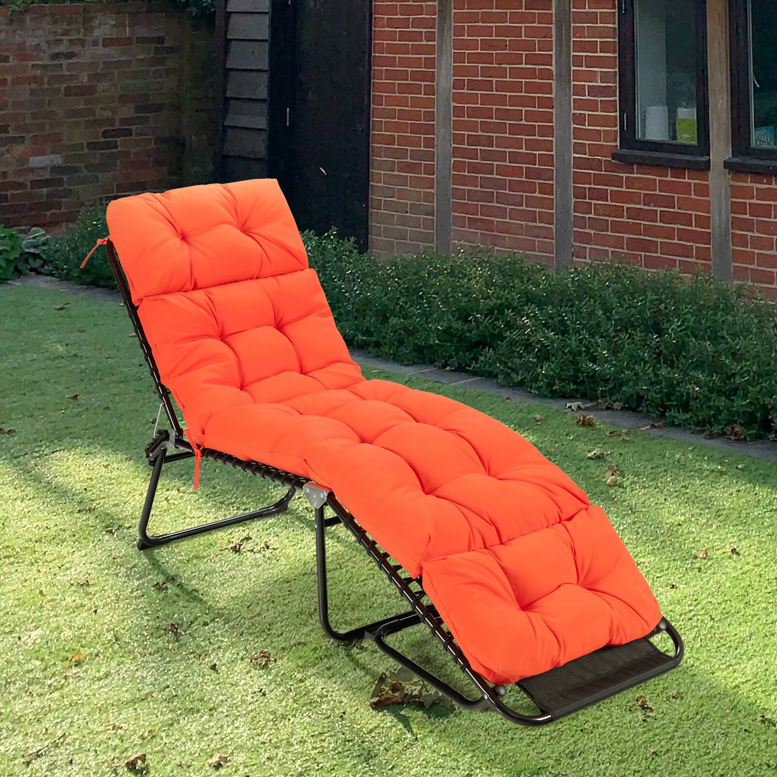 Alt View 3. Gymax - Gymax Set of 4 73'' Lounge Chaise Cushion Padded Recliner Cushion Red-Orange - Orange.