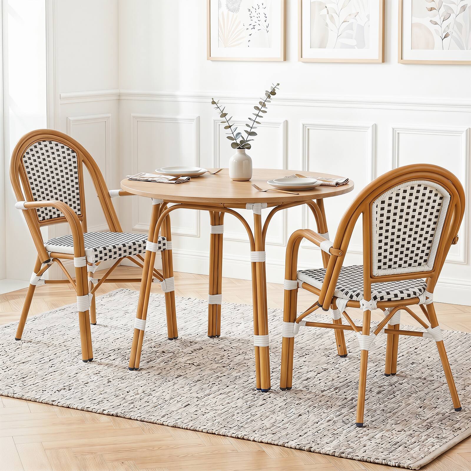 Alt View 1. Gymax - Gymax Outdoor French Bistro Chairs Set of 2 w/ Armrests Galvanized Metal Frame - White.