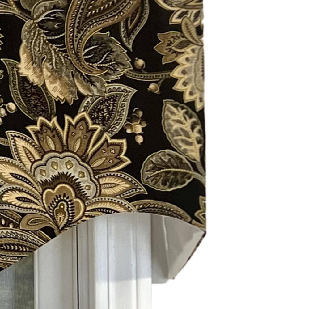 Left. RLF Home - RLF Home Valdosta Regal Style 3" Rod Pocket Valance 50" x 17" Black - Black.