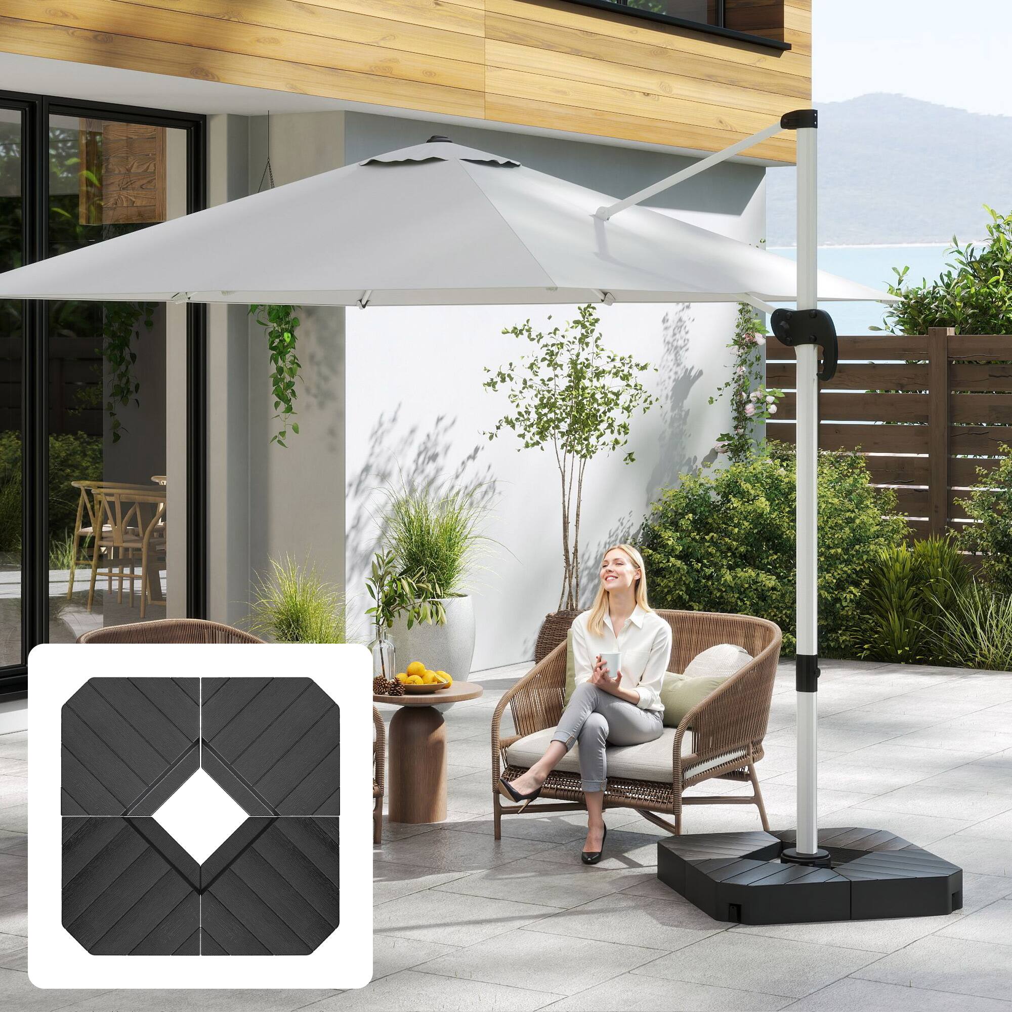 Alt View 1. Outsunny - Umbrella Base Outdoor Umbrella Weights - Black.