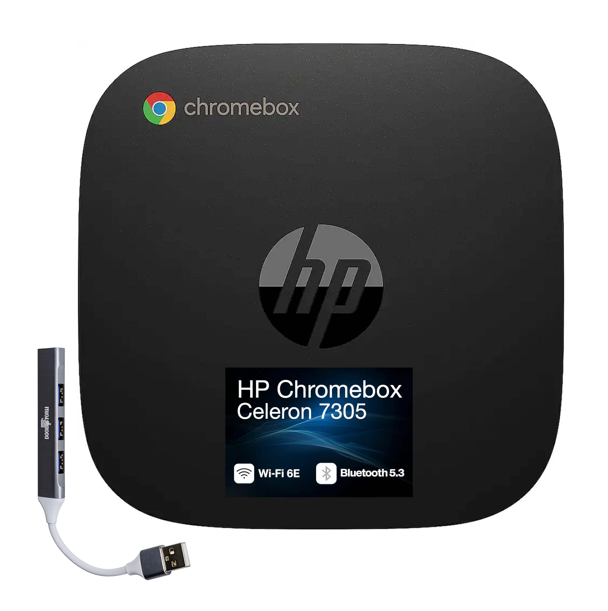 HP - Chromebox 8R2T3UT#ABA Celeron 7305, 16GB RAM, 64GB eMMC, Intel UHD, Chrome OS, Wi-Fi 6E, USB Hub Included - Black