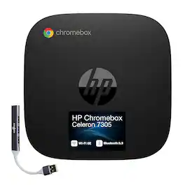 HP - Chromebox 8R2T3UT#ABA Celeron 7305, 16GB RAM, 64GB eMMC, Intel UHD, Chrome OS, Wi-Fi 6E, USB Hub Included - Black