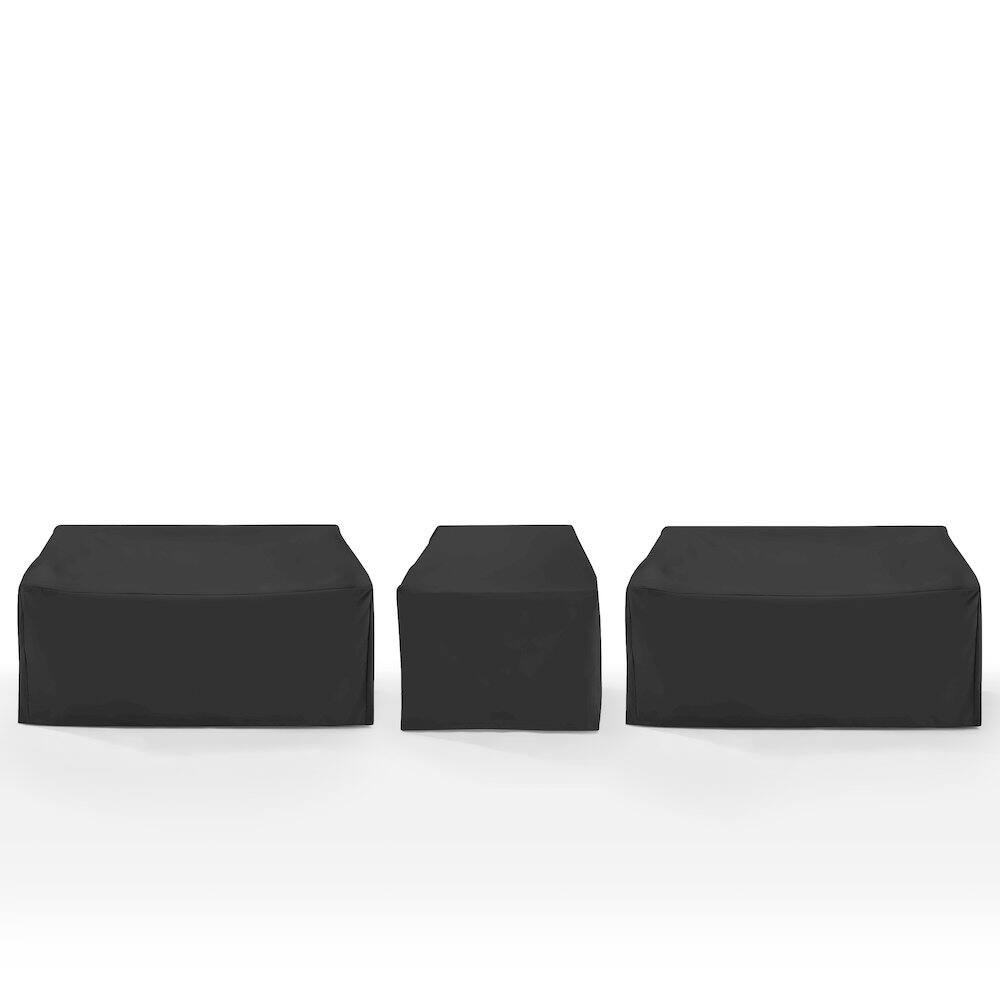 Angle. Crosley Furniture - 3Pc Outdoor Sectional Furniture Cover Set - 2 Loveseats & 1 Chair - Black.