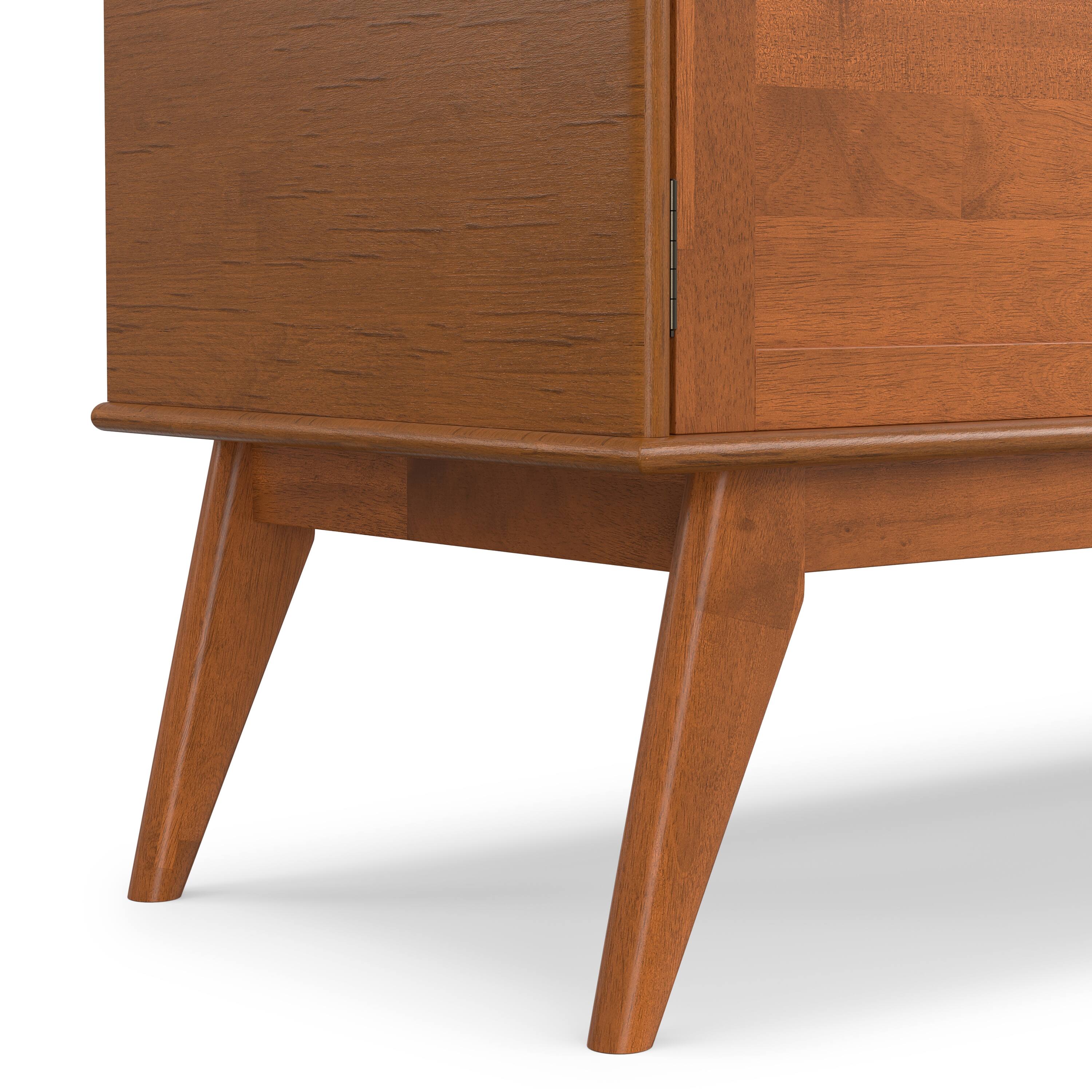 Alt View 6. Simpli Home - Draper 60W Low TV Stand with Doors and Shelves - Teak Brown.