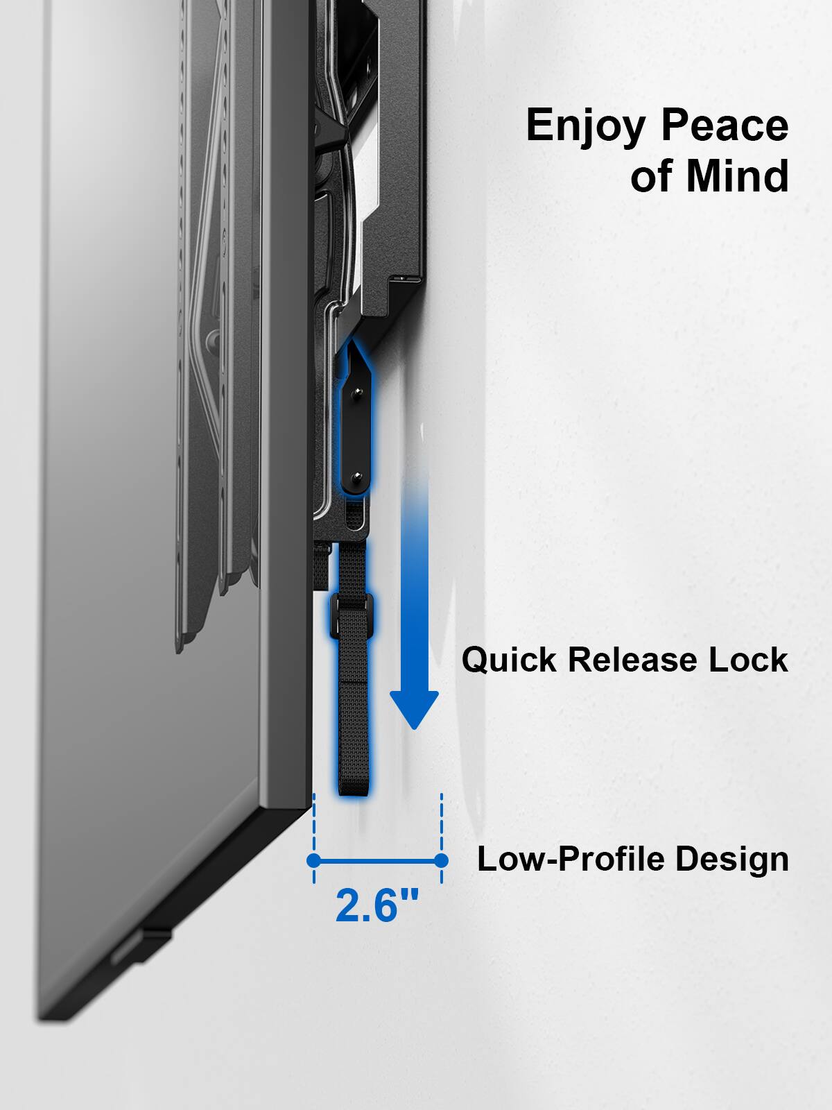 Enjoy Peace of Mind Quick Release Lock Low-Profile Design 2.6"