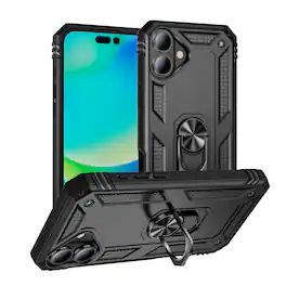 Entronix - iPhone 17 Case - Dual-Layer Protection with Built-in Kickstand - Black