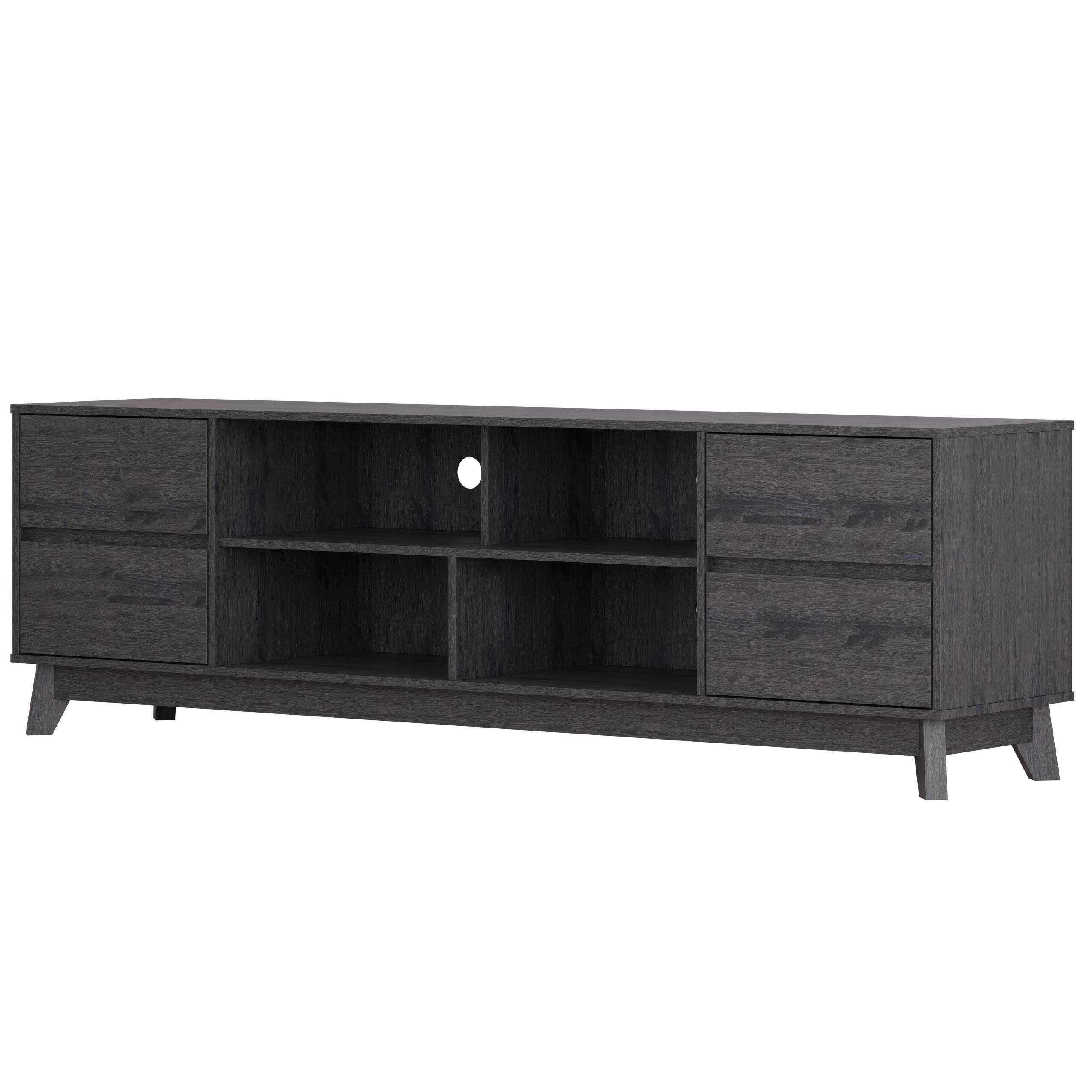 Alt View 24. CorLiving - Hollywood Collection TV Stand with Open and Closed Shelves for Most TVs up to 85" - Dark Gray.