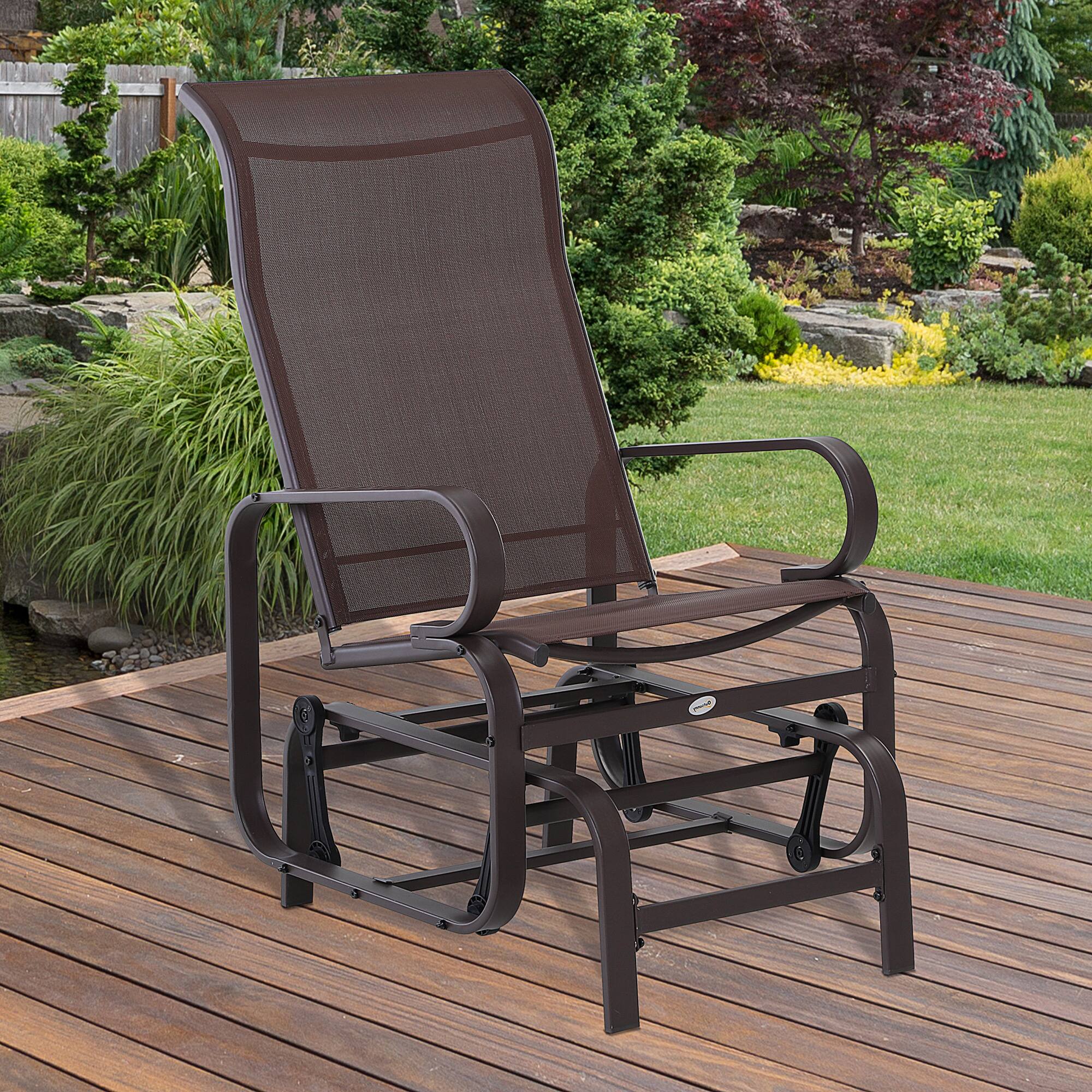 Alt View 1. Outsunny - Gliding Lounger Chair - Brown.