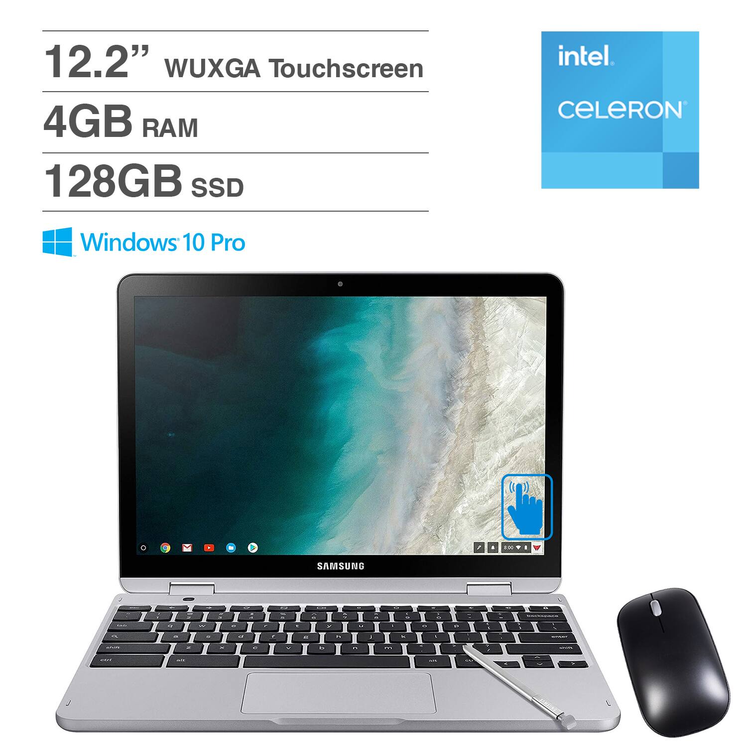 12.2" WUXGA Touchscreen  
4GB RAM  
128GB SSD  
Intel Celeron  
Windows 10 Pro
