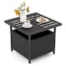 Costway - Rattan Wicker Steel Side Table Outdoor Furniture Deck Garden Patio Pool - Black