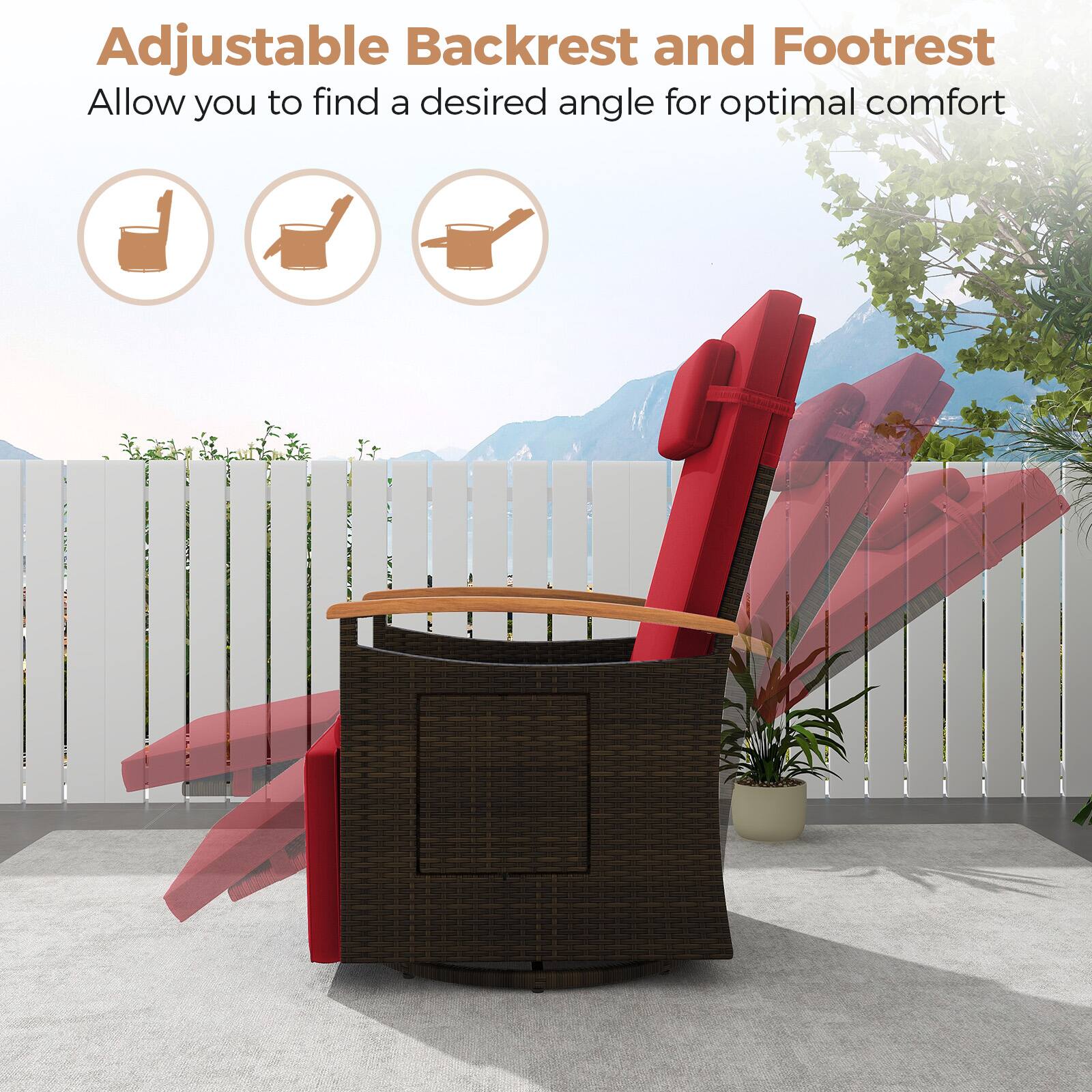 Adjustable Backrest and Footrest
Allow you to find a desired angle for optimal comfort