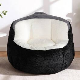 Trinkets Crazed - Bean Bag Chair, Multicolor 41.7" Oversized Cloud Bean Bag Sofa with Back Support - Black